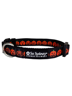 Jack-O-Lantern Halloween Pumpkin Orange & Black Dog Collar - Sydney So Sweet