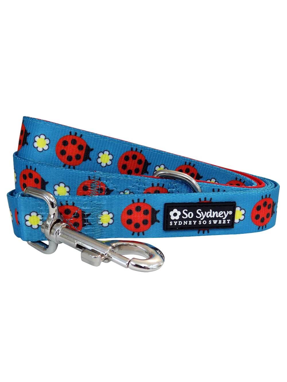 Ladybug Summer Blue &amp; Red Unique Fashion 5&#39; Dog Leash - Sydney So Sweet