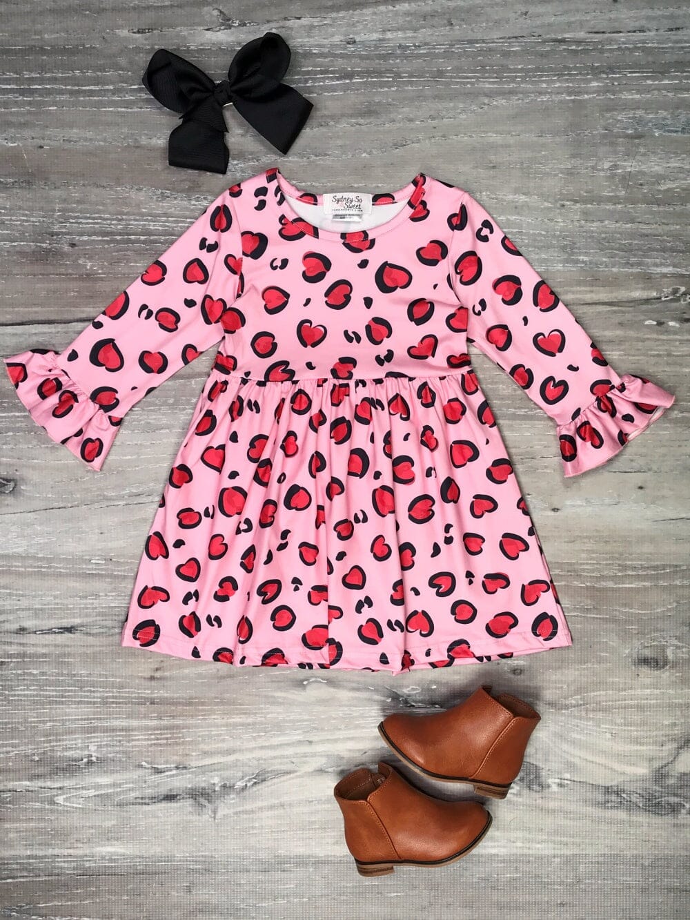 Leopard Loving Pink Ruffle Flare Animal Print Girls Dress