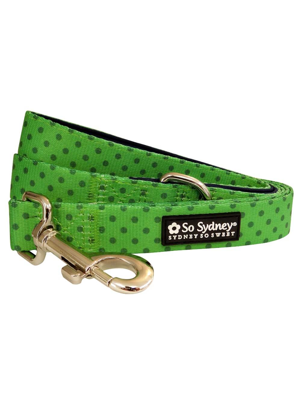 Lime Green &amp; Navy Polka Dots Designer Dog Leash - Sydney So Sweet