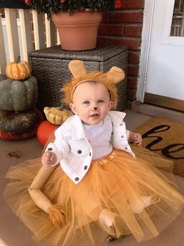 Girls Gold Lion Tutu Skirt Costume - Complete Kids Costume with Tutu, Tail, & Ears - Sydney So Sweet