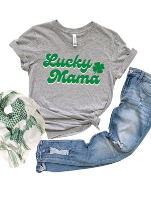 Lucky Mama Women's Jersey Short Sleeve Graphic Tee - 5 Colors - Sydney So Sweet
