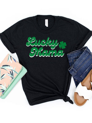 Lucky Mama Women's Jersey Short Sleeve Graphic Tee - 5 Colors - Sydney So Sweet