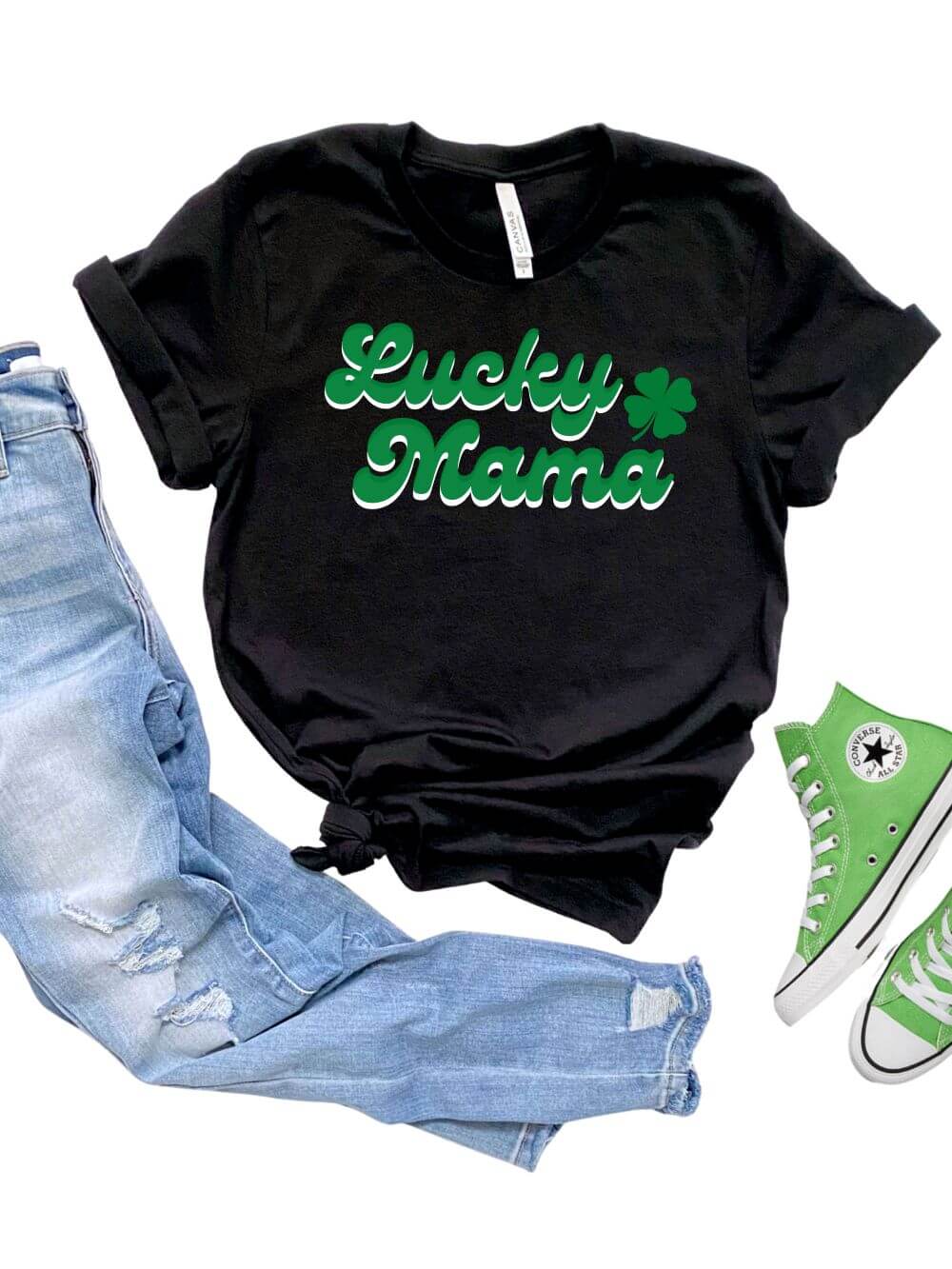 Lucky Mama Women's Jersey Short Sleeve Graphic Tee - 5 Colors - Sydney So Sweet