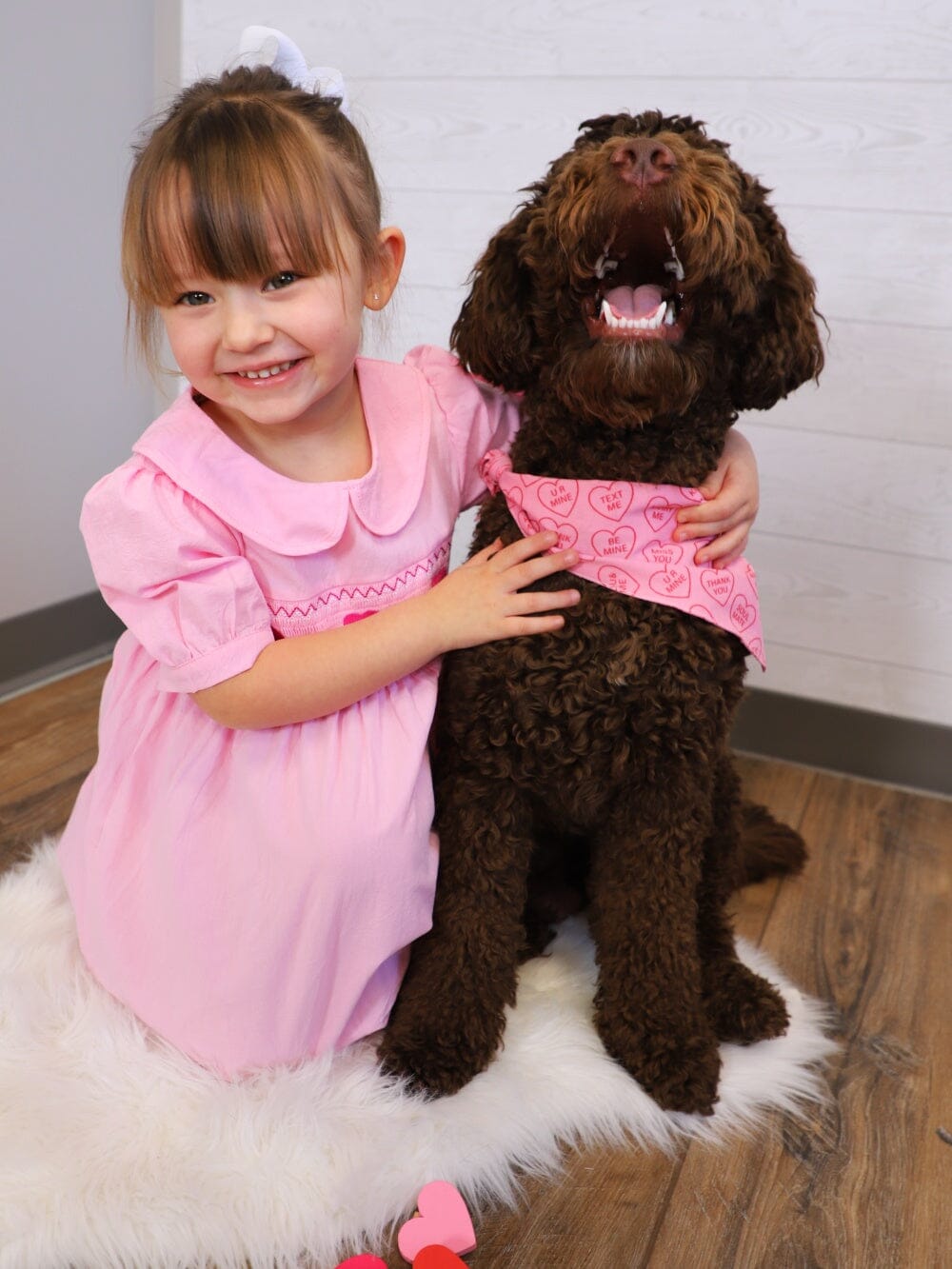 Dog Bandana - Real Love Pink Candy Heart - Sydney So Sweet