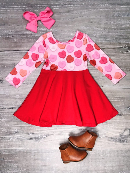 Pink dress red hearts sale