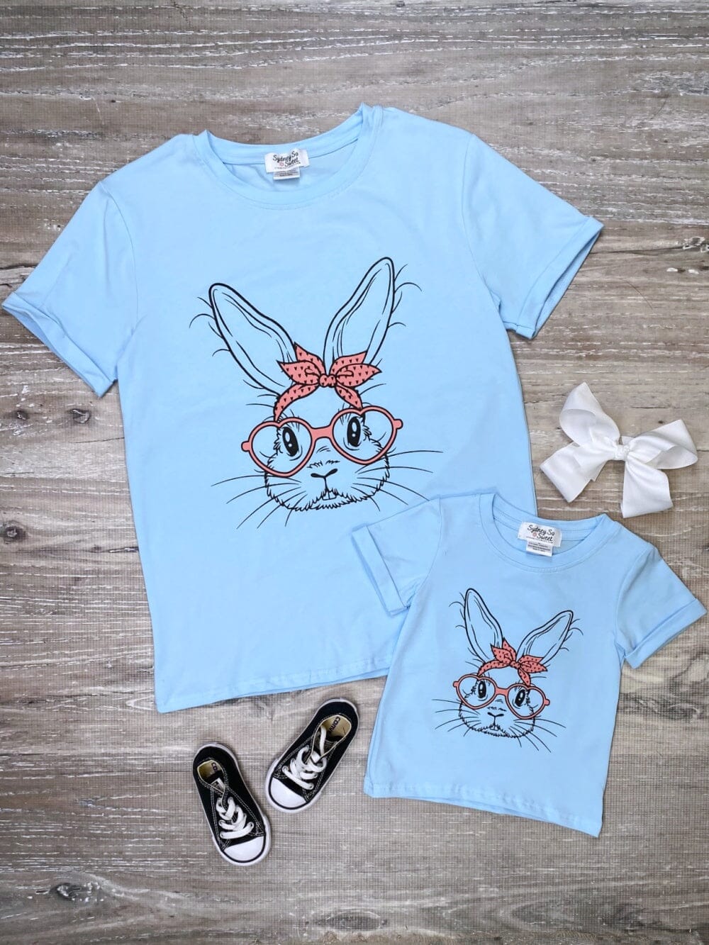 Mommy and Me - Smart Bunny Blue Matching Tops - Sydney So Sweet