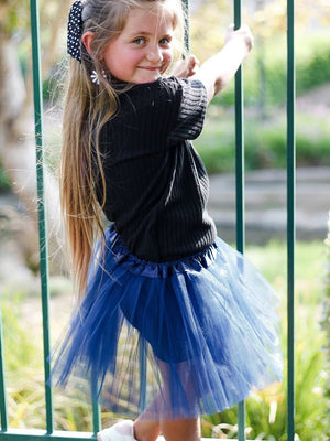 Navy Blue Tutu Skirt - Kids Size 3-Layer Tulle Basic Ballet Dance Costume Tutus for Girls - Sydney So Sweet