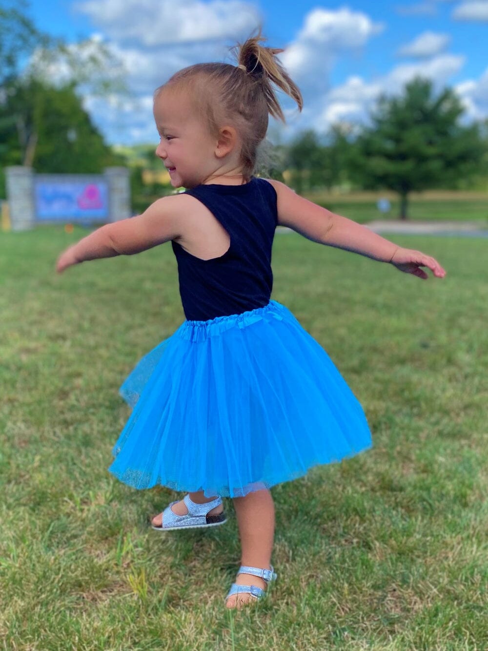 Neon Blue Tutu Skirt - Kids Size 3-Layer Tulle Basic Ballet Dance Costume Tutus for Girls - Sydney So Sweet