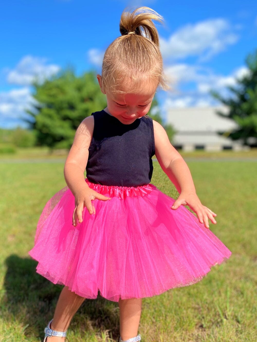 Neon Pink Tutu Skirt - Kids Size 3-Layer Tulle Basic Ballet Dance Costume Tutus for Girls - Sydney So Sweet