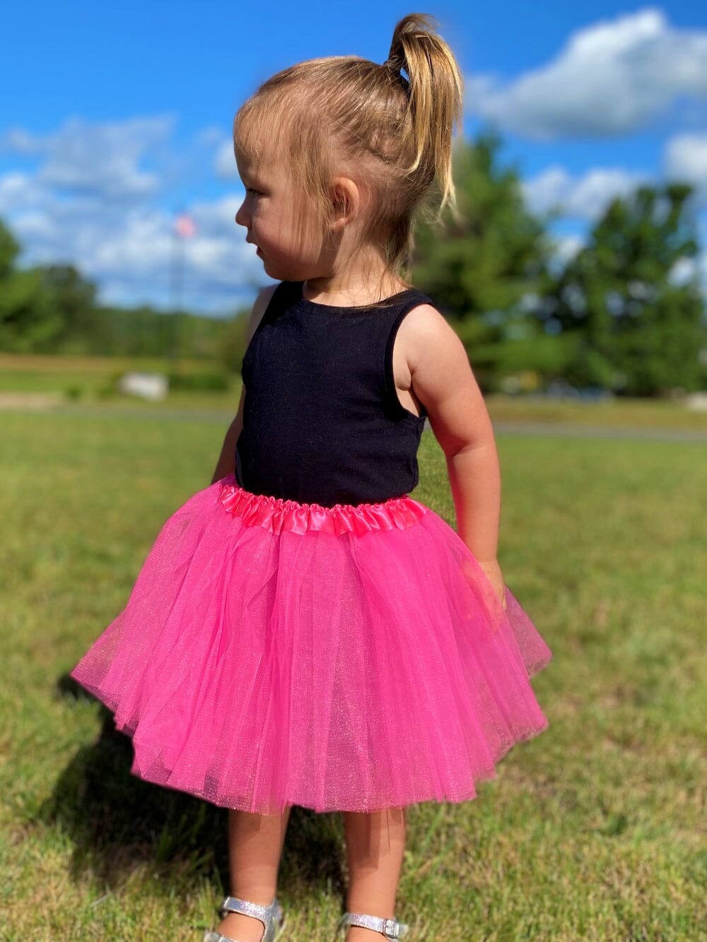 Neon Pink Tutu Skirt - Kids Size 3-Layer Tulle Basic Ballet Dance Costume Tutus for Girls - Sydney So Sweet