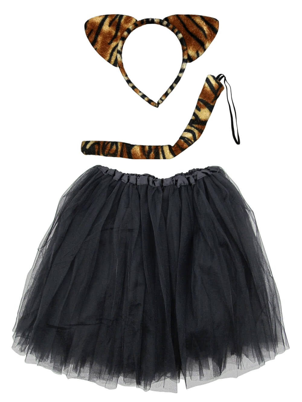 Adult Tiger Costume - Black Tutu Skirt, Tail, &amp; Headband Set for Adult or Plus Size - Sydney So Sweet