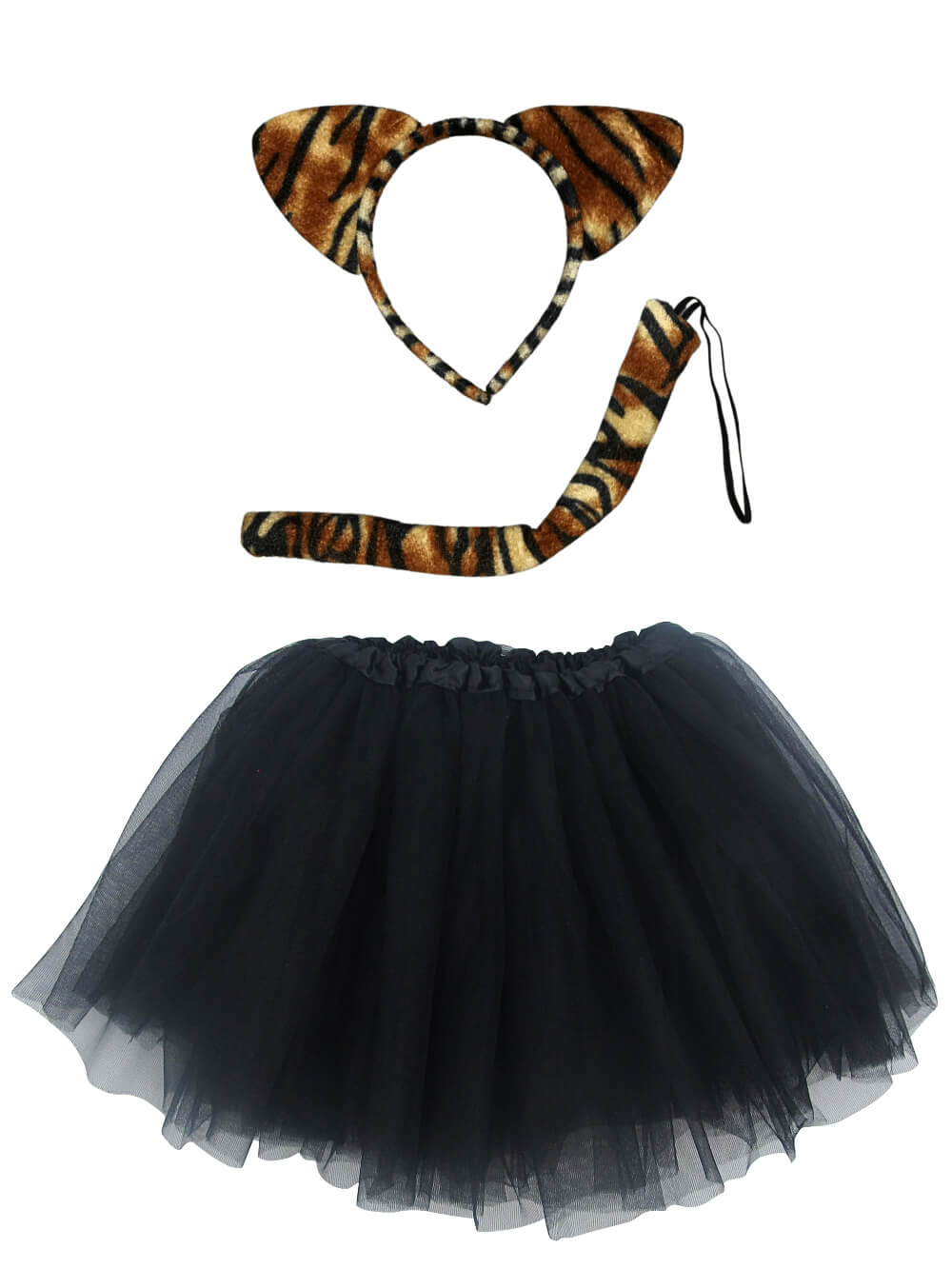 Tiger Costume - Complete Kids Costume Set with Black Tutu, Tail, & Ears - Sydney So Sweet