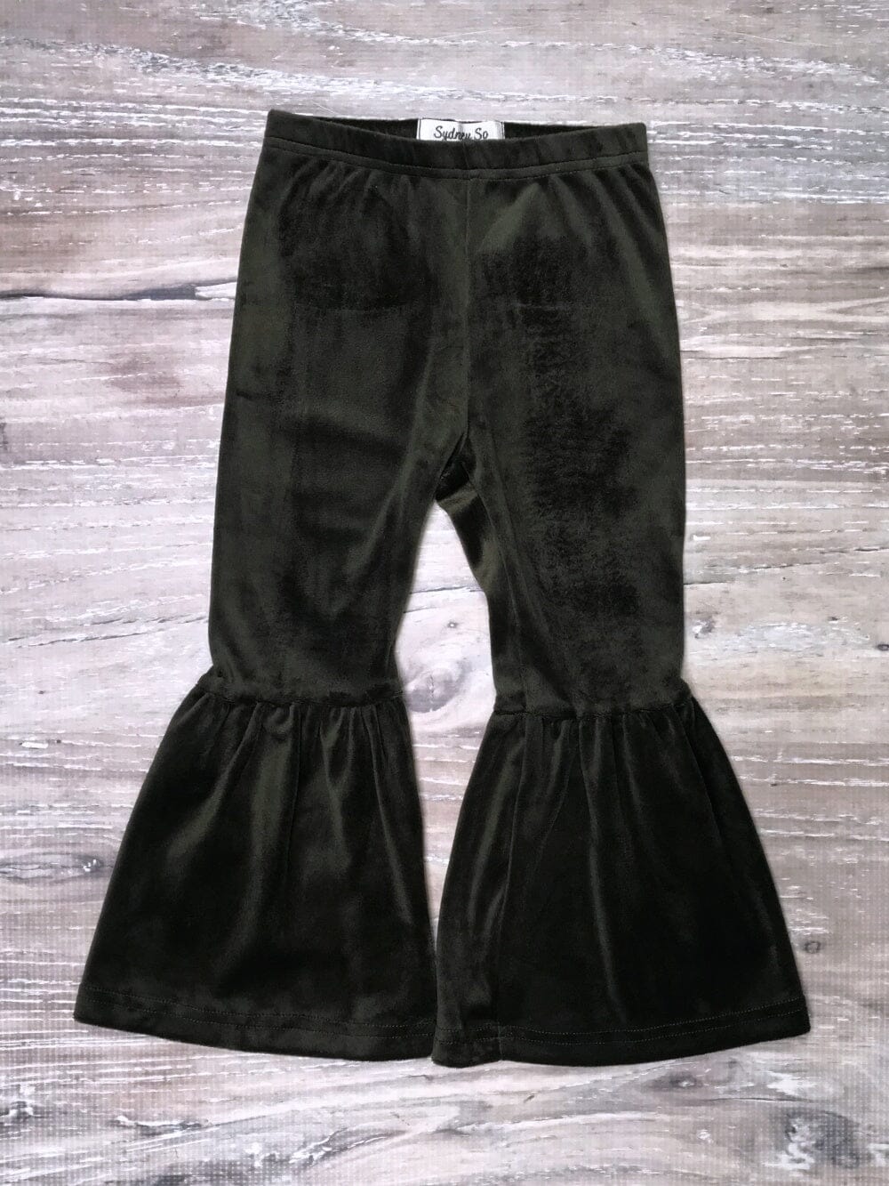 Olive Green Girls Velvet Bell Bottoms - Sydney So Sweet