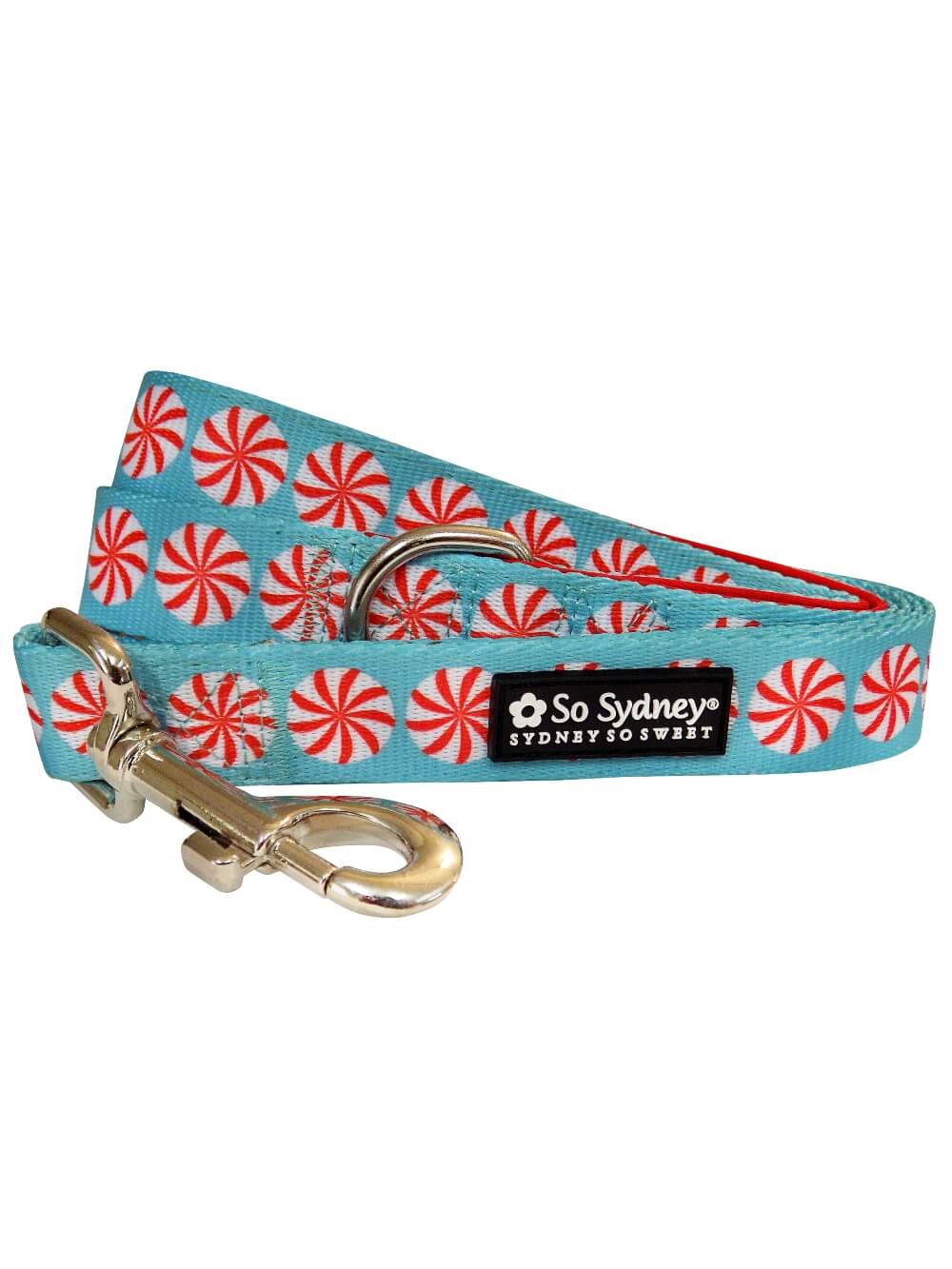 Peppermint Candy Cool &amp; Fun Winter Holiday Dog Leash - Sydney So Sweet