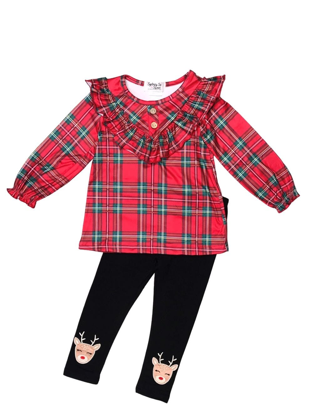 Perfectly Plaid Reindeer Christmas Leggings Outfit