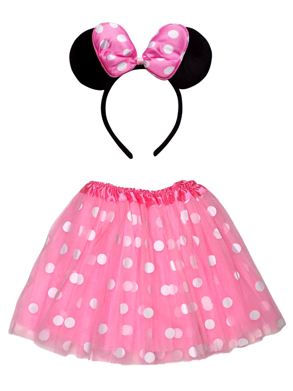 Adult Mouse Costume - Light Pink Polka Dot Tutu Skirt &amp; Headband Set for Adult or Plus Size - Sydney So Sweet