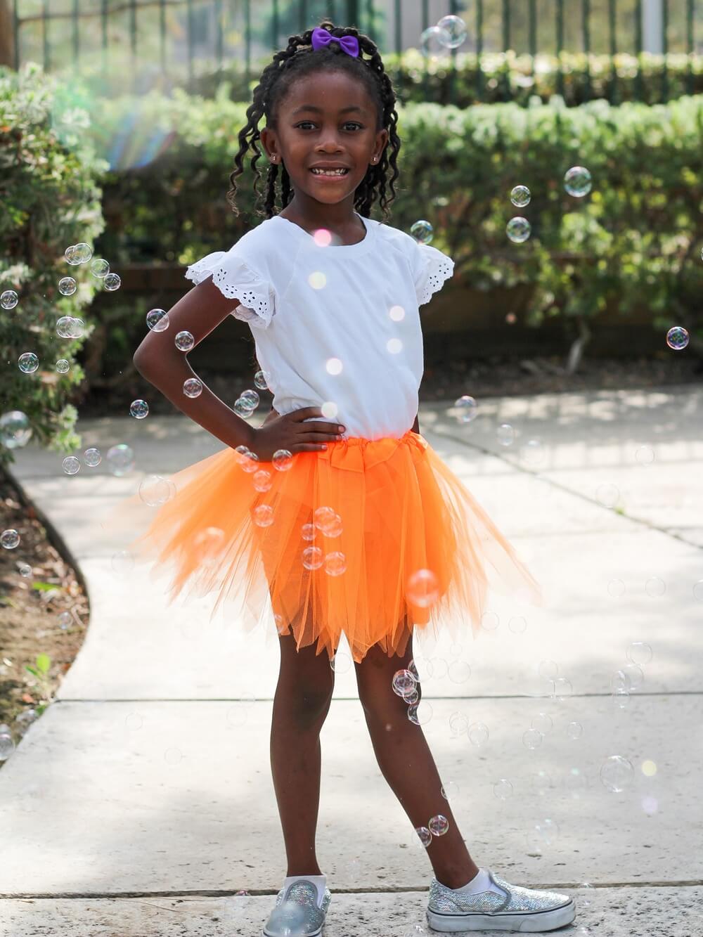 Neon Orange Fairy Costume Pixie Tutu Skirt for Kids, Adults, Plus