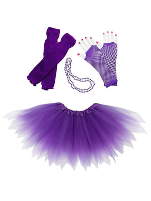 80s Costume in Neon Purple - 4 Piece Pixie Tutu Set for Girls, Adult, & Plus Sizes - Sydney So Sweet
