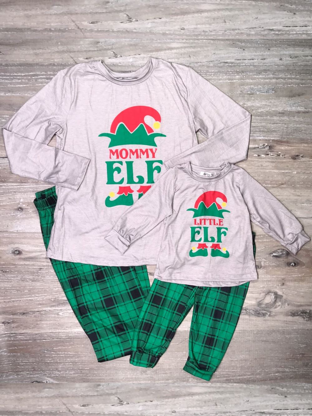 Mommy and Me - Mommy &amp; Little Elf Plaid Matching Christmas Pajamas - Sydney So Sweet