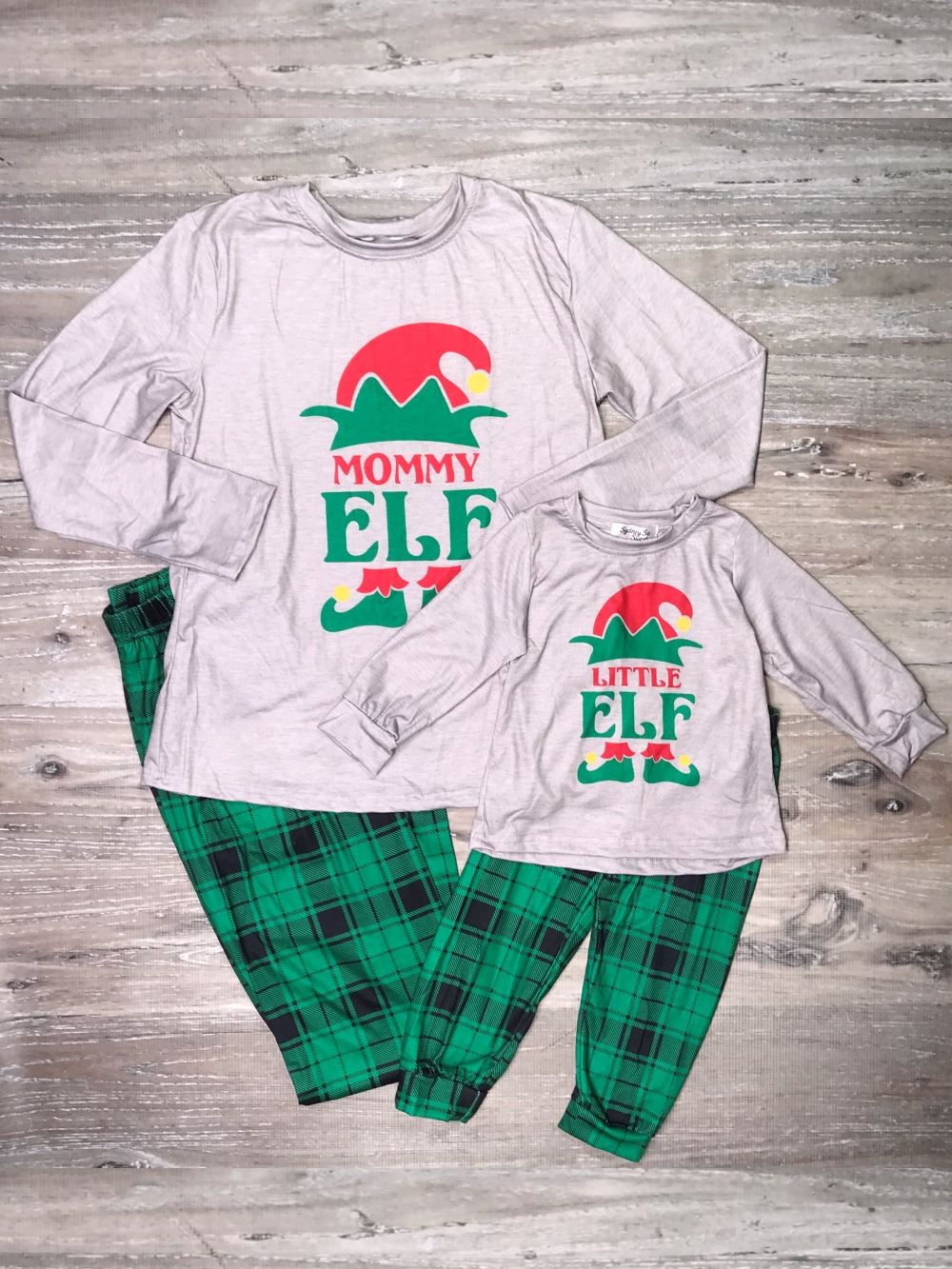 Mommy and Me - Mommy & Little Elf Plaid Matching Christmas Pajamas - Sydney So Sweet