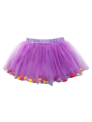 Lavender Purple Pom Pom Girls Tutu - Kids Size Tulle Tutu Happy Birthday Party Skirt - Sydney So Sweet