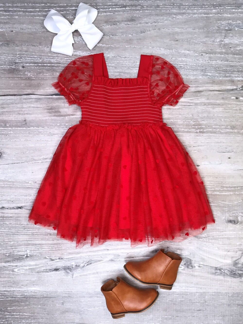 Red Heart Tulle Chiffon Special Occasion Girls Tutu Dress - Sydney So Sweet