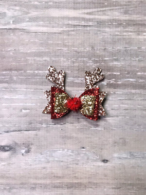 Red & Gold Glitter Bows (Pack of 24) Craft Supplies