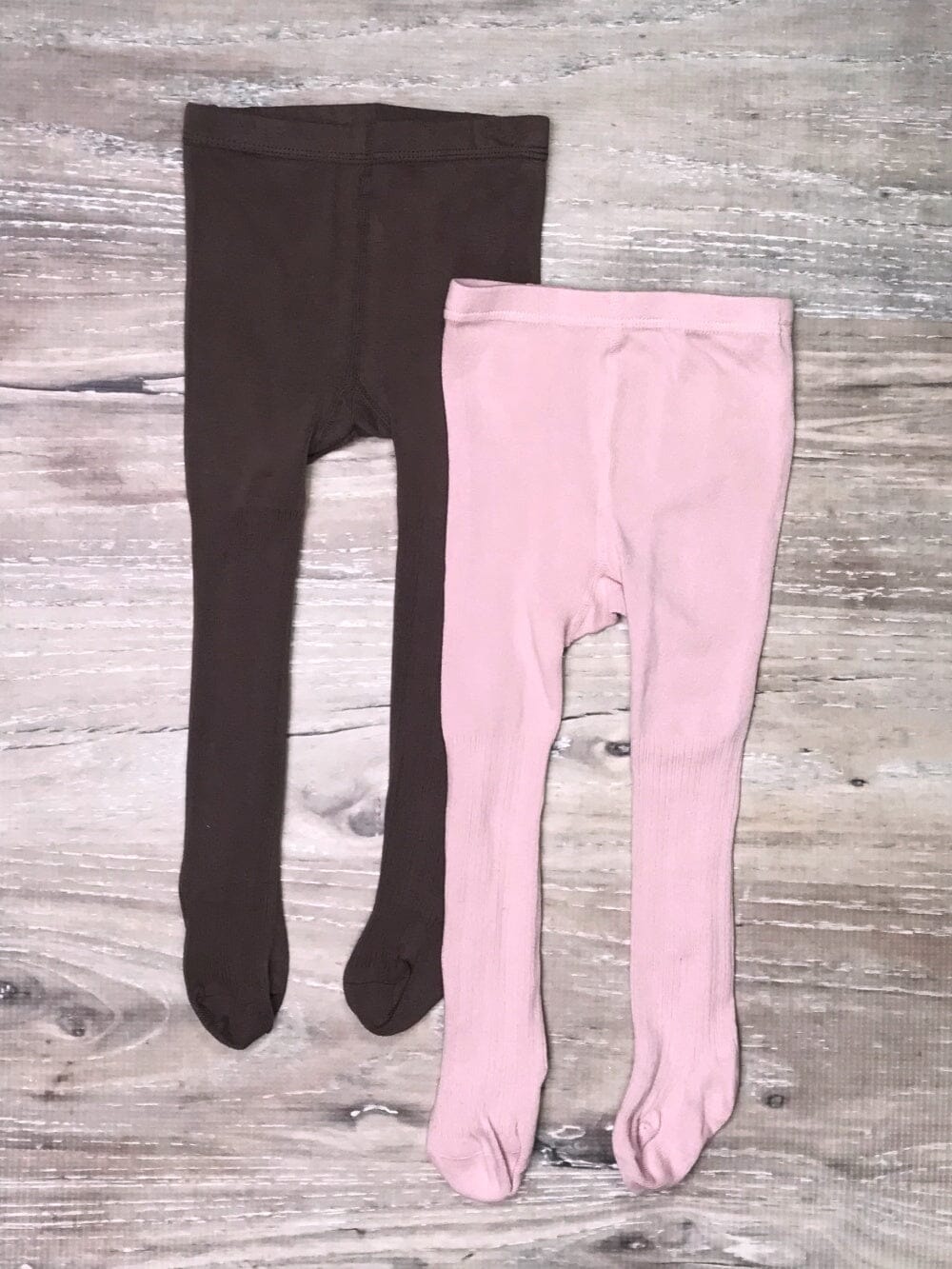 Girls Set Of 2 Ribbed Knit Tights - Light Pink & Purple Gray - Sydney So Sweet