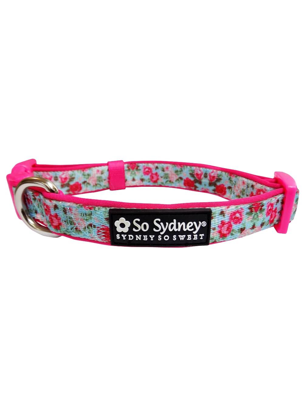 Rose Garden Hot Pink Beautiful Floral Adjustable Dog Collar - Sydney So Sweet