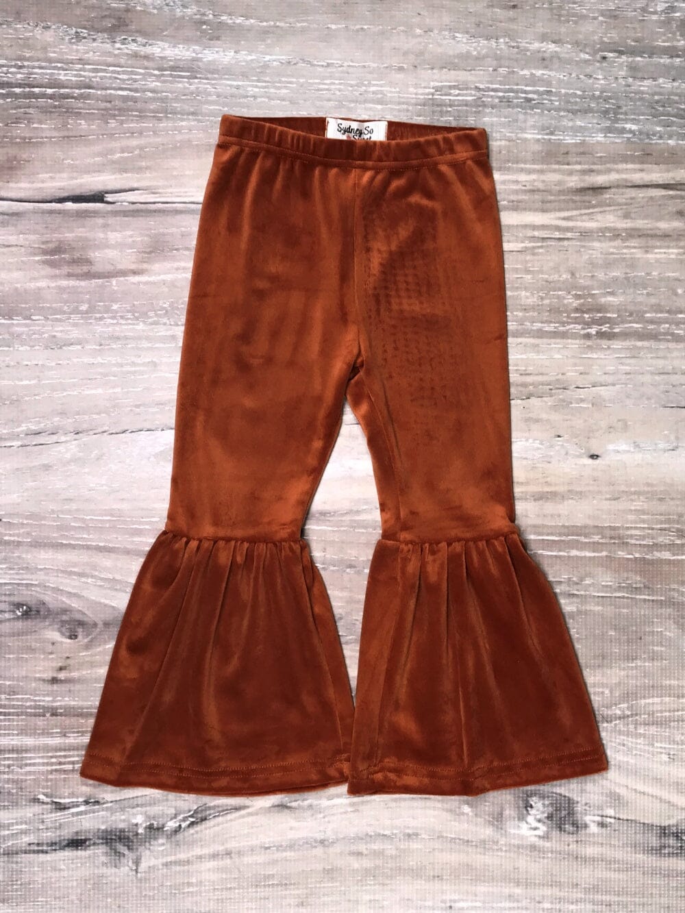 Rust Orange Girls Velvet Bell Bottoms - Sydney So Sweet