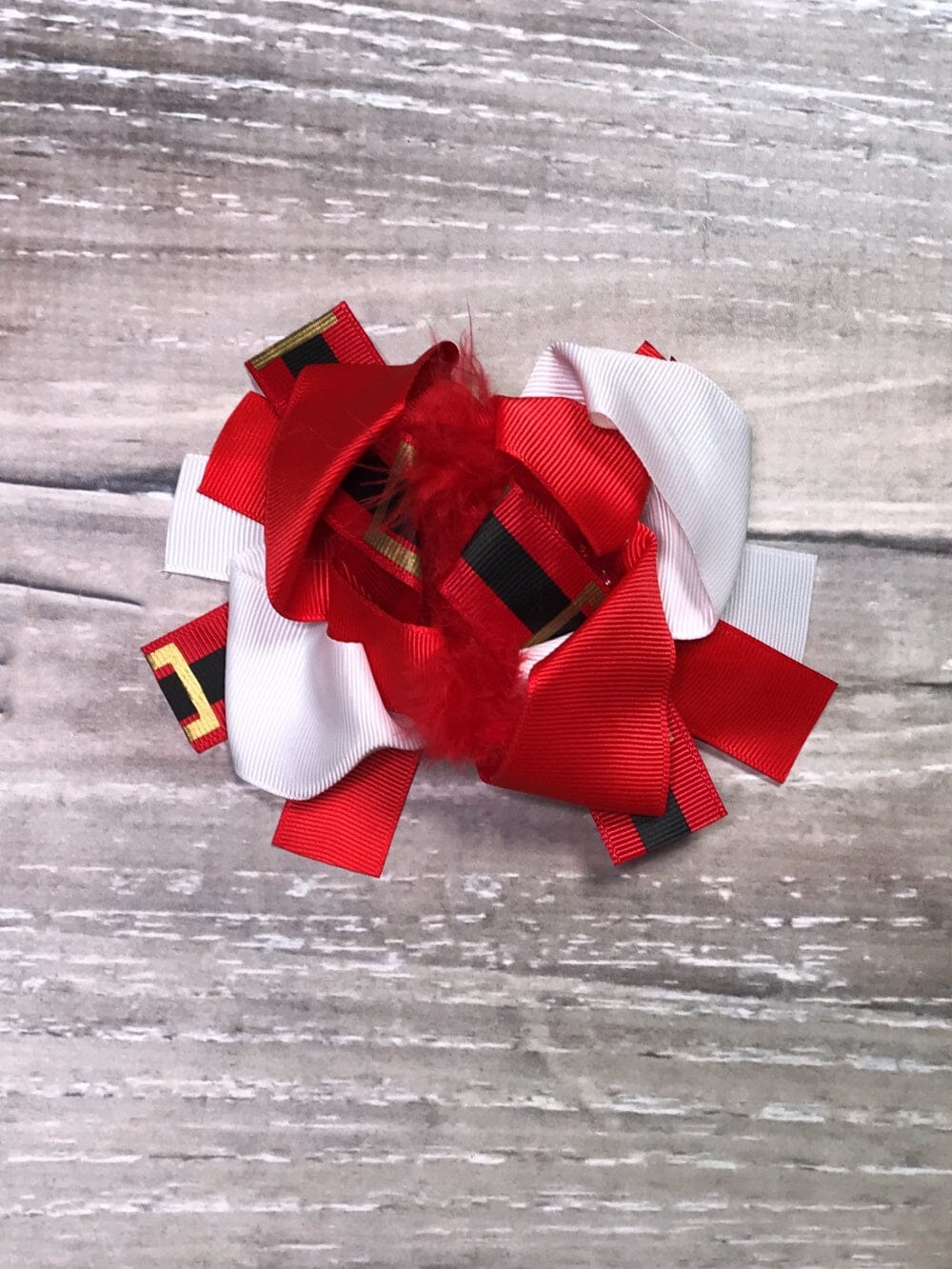 Huskers, Red And White Large Layered Hair Bow