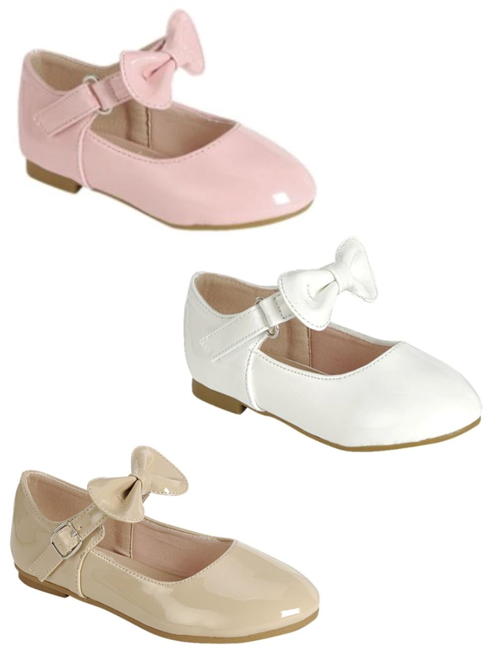 Mary Jane Flat Bow Adjustable Strap Girls Dress Shoes - Sydney So Sweet
