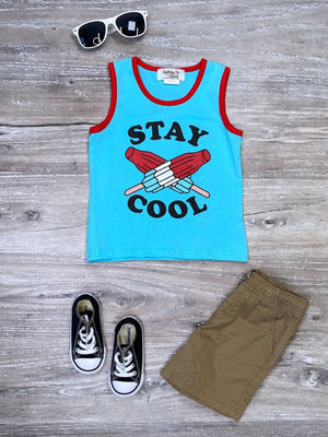 Stay Cool Bomb Pop Popsicles Blue Boys 4th Of July Patriotic Tank Top - Sydney So Sweet