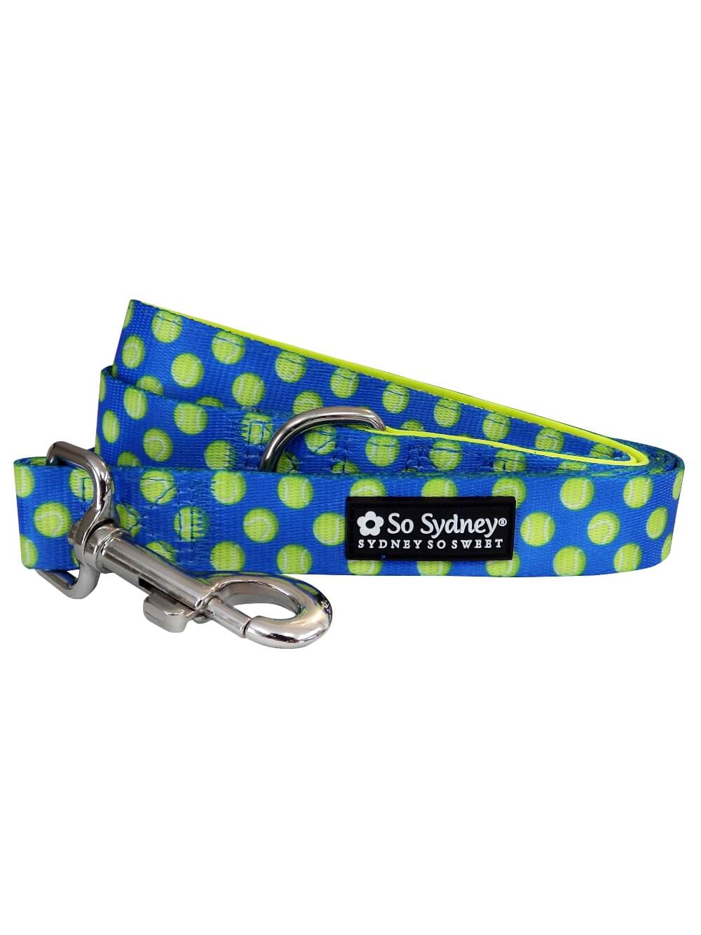 Tennis Ball Star Blue &amp; Yellow Cute and Fun Nylon Dog Leash - Sydney So Sweet