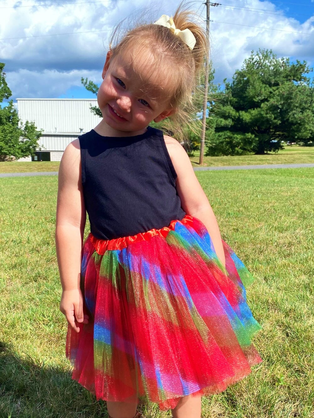 Rainbow Red Tutu Skirt - Kids Size 3-Layer Tulle Basic Ballet Dance Costume Tutus for Girls - Sydney So Sweet