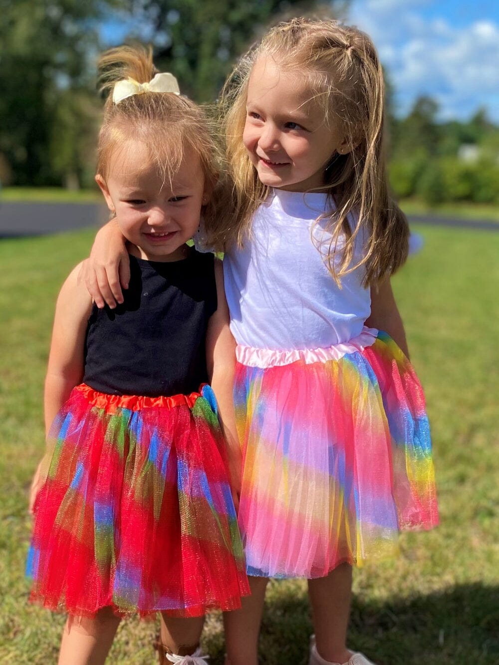 Rainbow Red Tutu Skirt for Girls – 3-Layer Tulle Ballet, Dance, and Dress-Up Costume Skirt - Sydney So Sweet