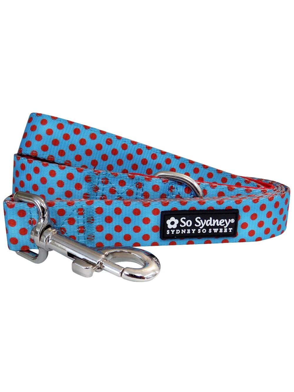 Light Blue &amp; Red Polka Dots Bright &amp; Cute Unique Dog Leash - Sydney So Sweet