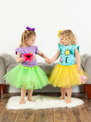 Neon Green Tutu Skirt - Kids Size 3-Layer Tulle Basic Ballet Dance Costume Tutus for Girls - Sydney So Sweet