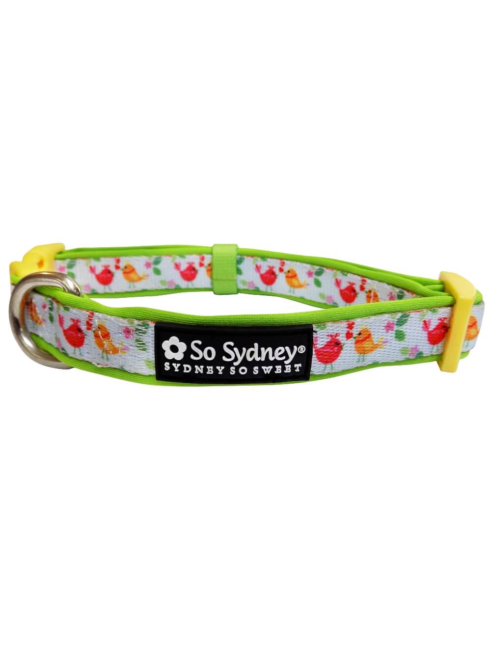 Tweet Birds Green & Blue Comfy, Adjustable Cute Dog Collar - Sydney So Sweet