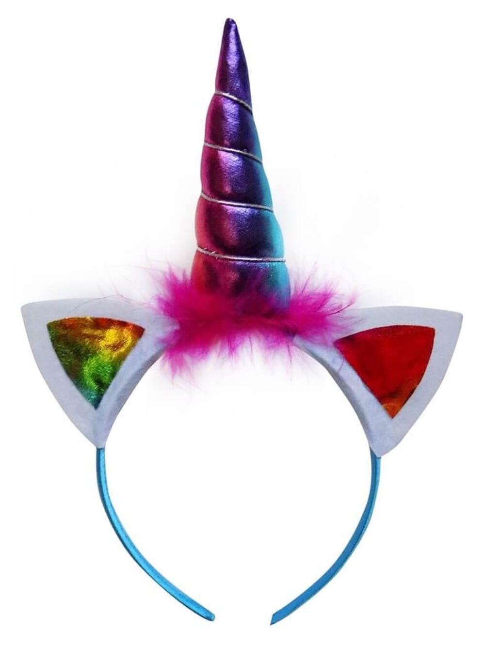 Rainbow Metallic Unicorn Girls Headband, Kid or Adult Costume Accessories - Sydney So Sweet