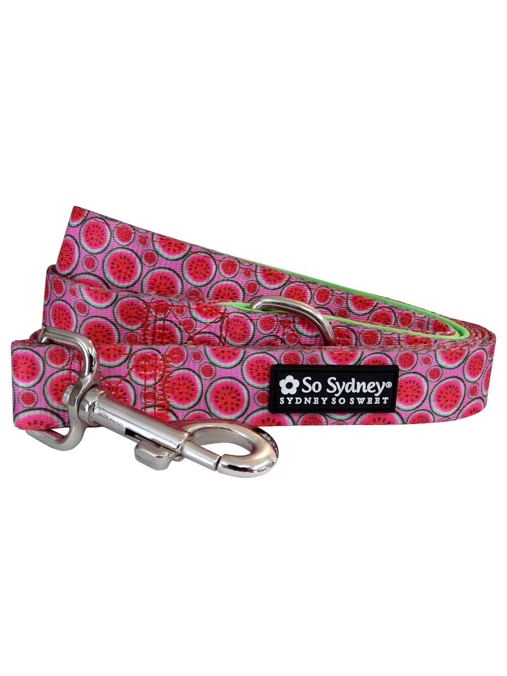 Watermelon Tutti Fruiti Fun Pink &amp; Green Nylon Dog Leash - Sydney So Sweet