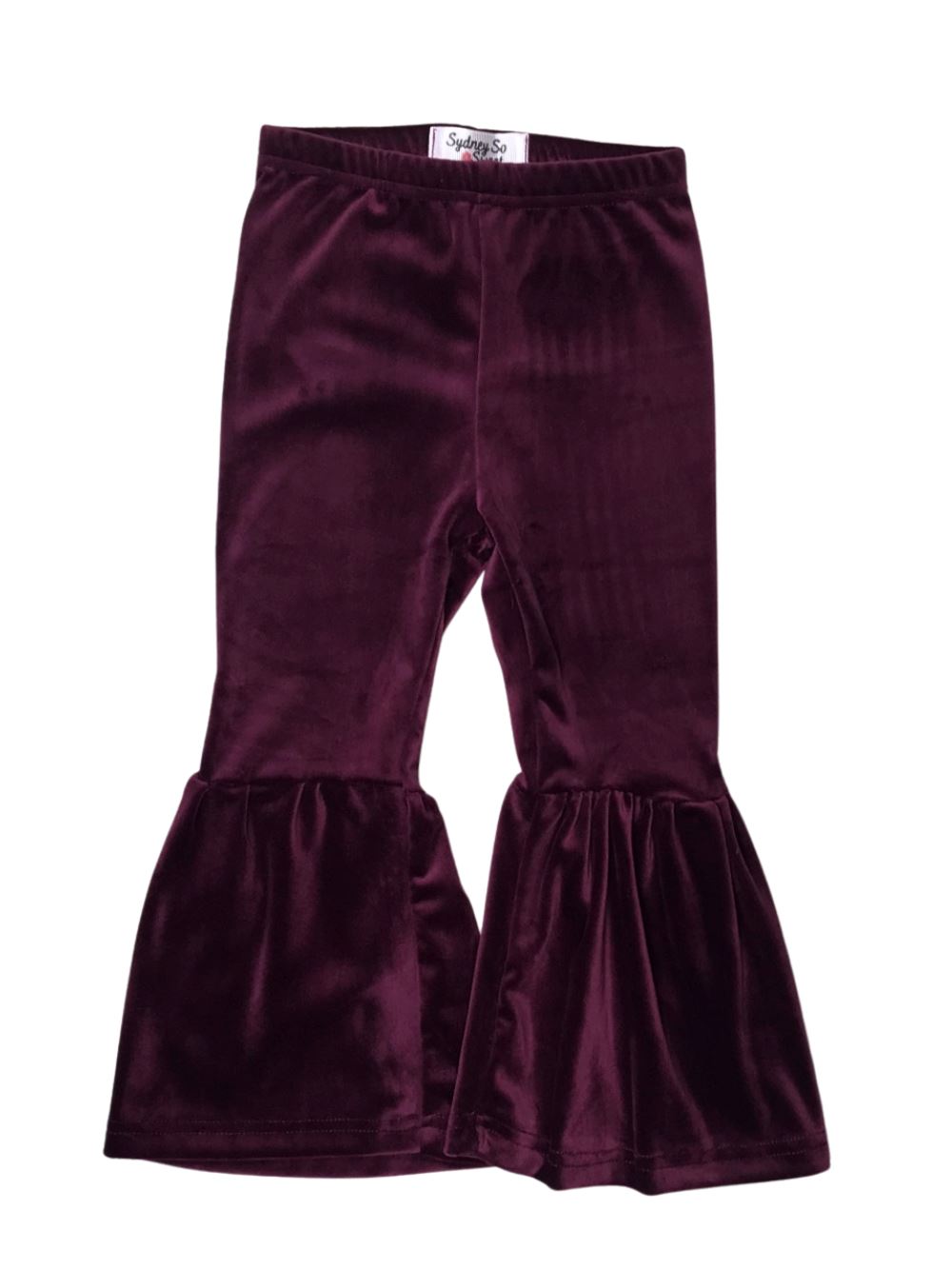 Dark Purple Girls Velvet Bell Bottoms - Sydney So Sweet