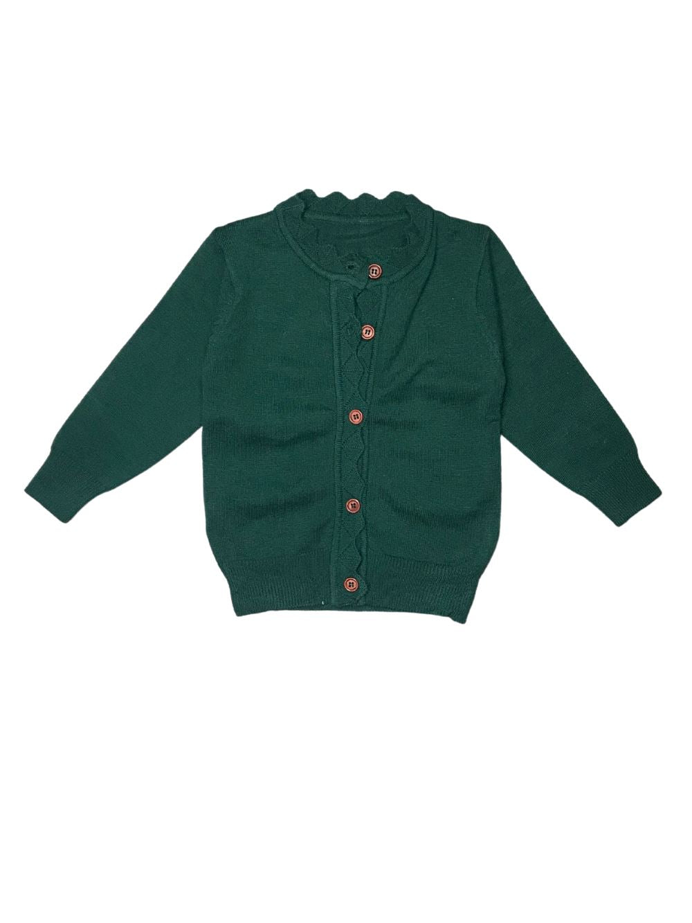 Emerald Green Ruffle Button Up Girls Cardigan Sweater - Sydney So Sweet