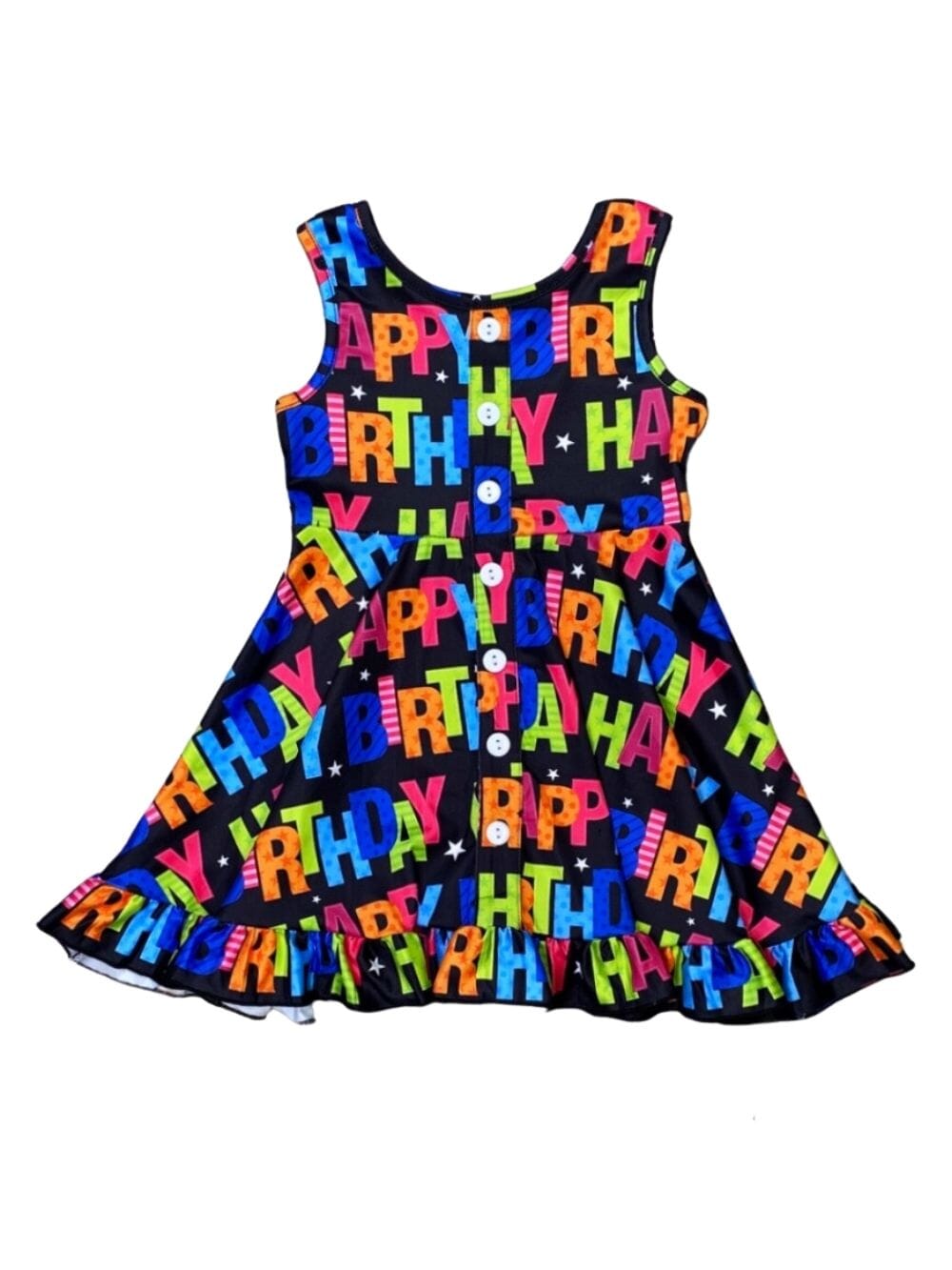 Happy Happy Birthday Rainbow Black Tank Girls Skater Dress