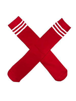 Red & White Stripe Girls Knee High Socks - Sydney So Sweet