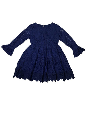 Navy Blue Lace Flare Girls Special Occasion Dress - Sydney So Sweet
