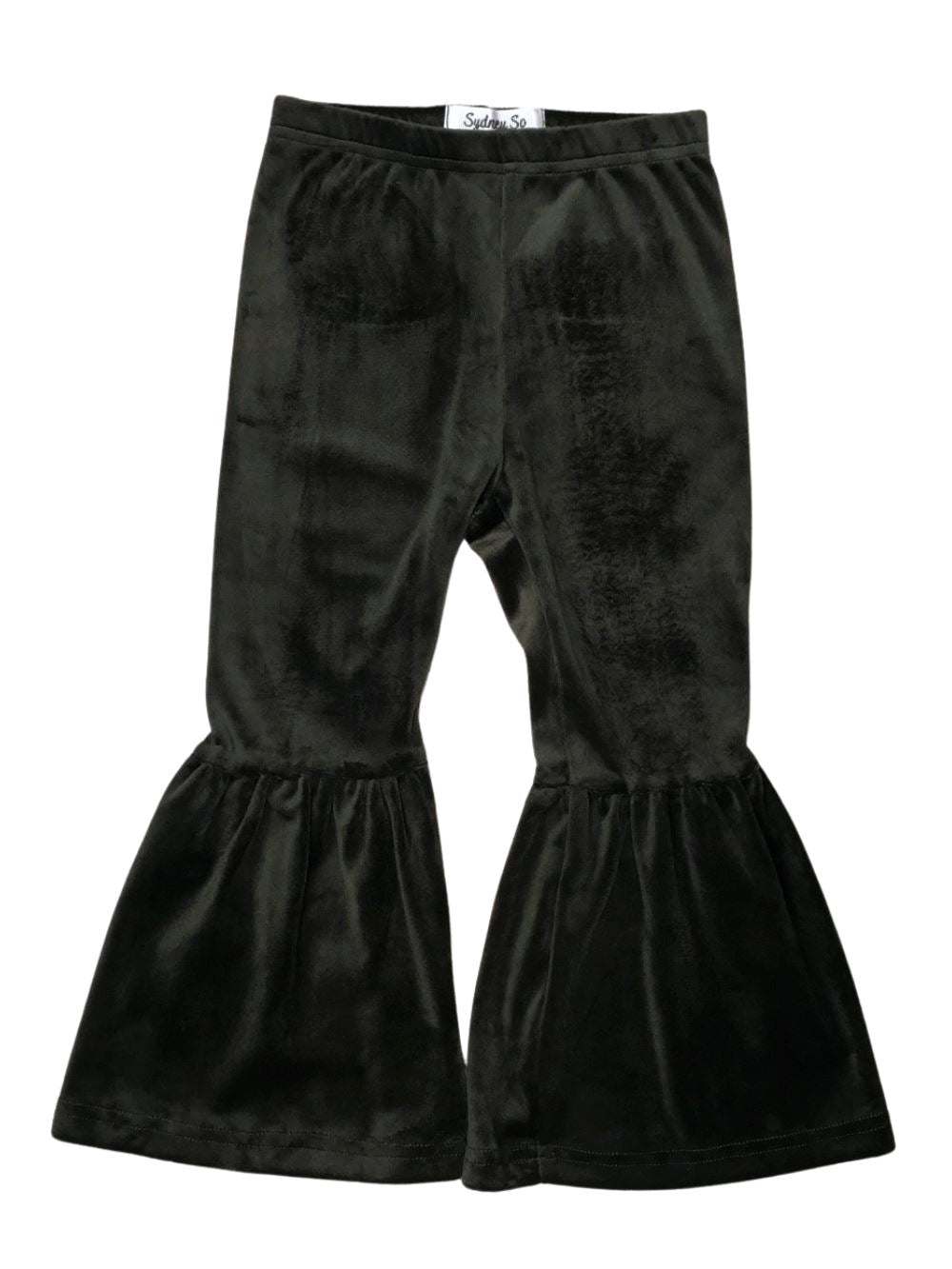 Olive Green Girls Velvet Bell Bottoms - Sydney So Sweet