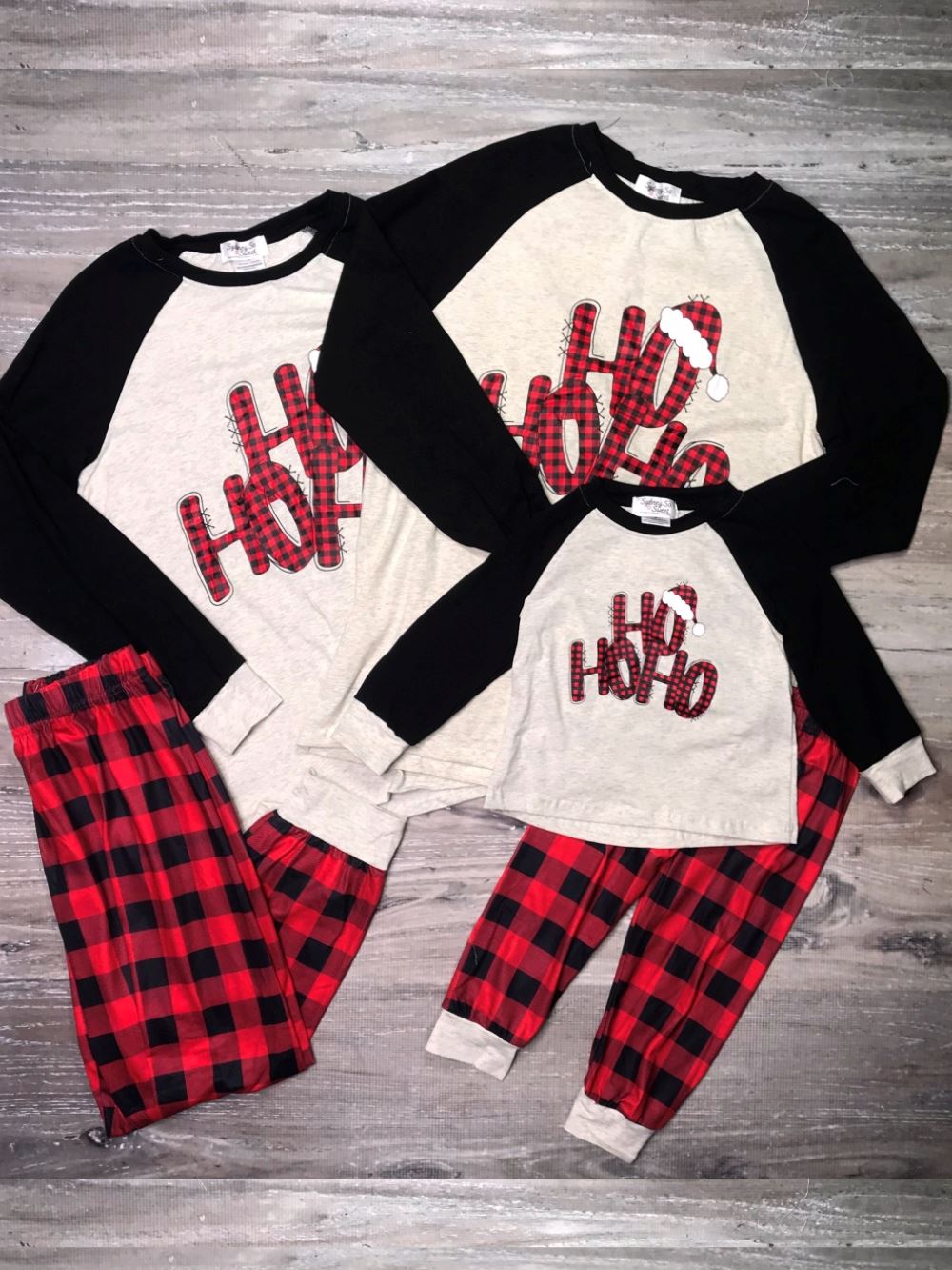 Ho Ho Ho Plaid Matching Family Christmas Pajamas
