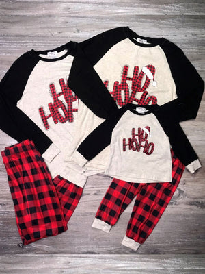 Ho Ho Ho Buffalo Plaid Matching Family Christmas Pajamas - Sydney So Sweet